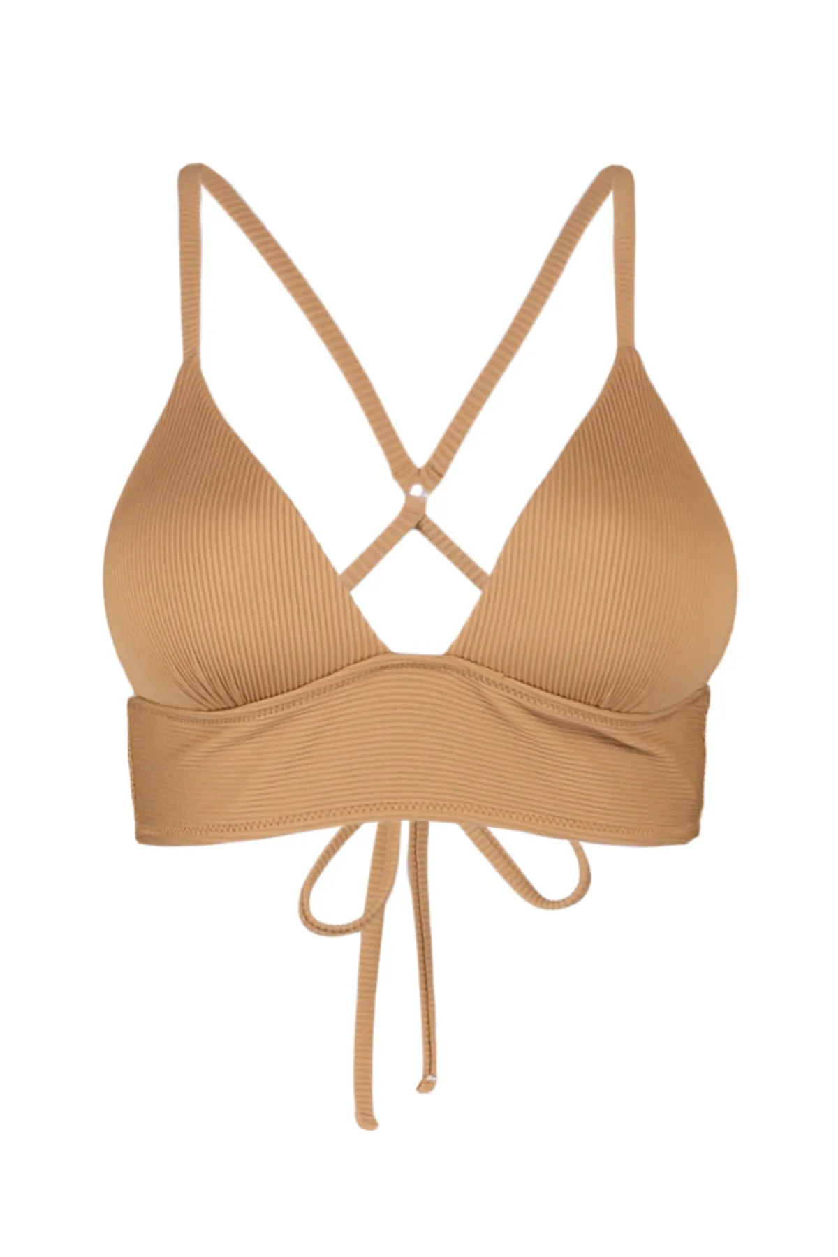 Trendyol Collection  Braunes Triangel-Push-up-Bikinioberteil mit Überzug und Struktur TBESS21BU0010