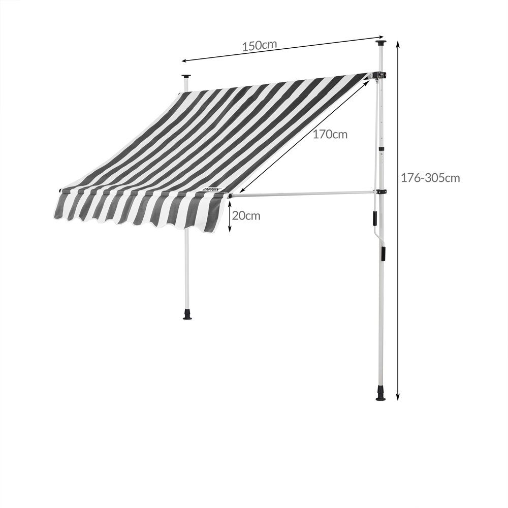 Detex Klemmmarkise Detex Klemmmarkise 150 cm breit Höhenverstellbar Handkurbel