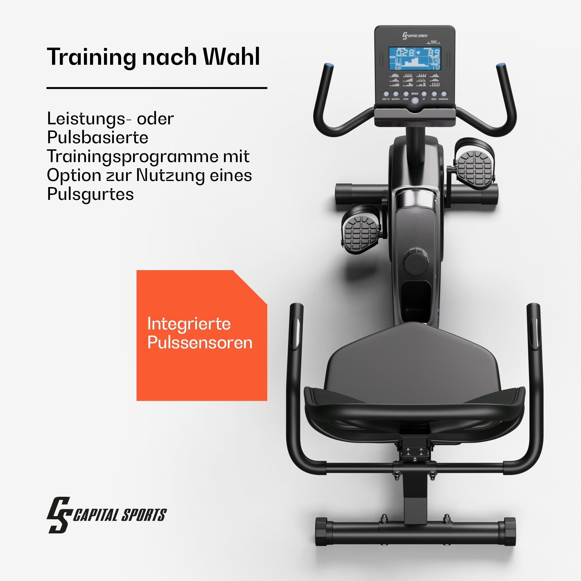 Capital Sports Crosstrainer (Trainingscomputer mit 24 Programmen), Standfahrrad Hometrainer Cardio Trainingsgerät Ausdauertraining Fitnes
