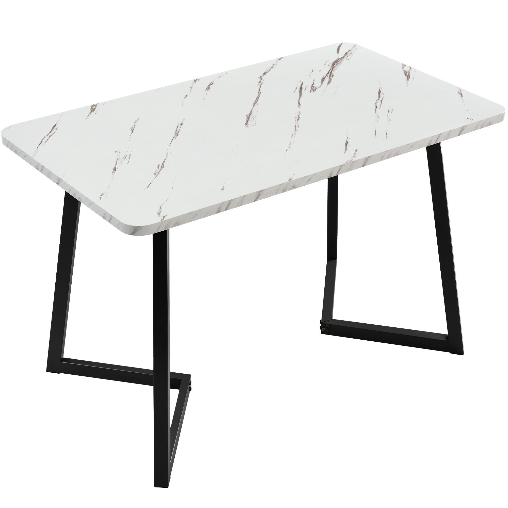 OKWISH Esstisch Rechteckiger Esstisch aus Moderner Marmor Küchentisch (Gestell aus Metall), mit Metallbeinen für Esszimmer Wohnzimmer