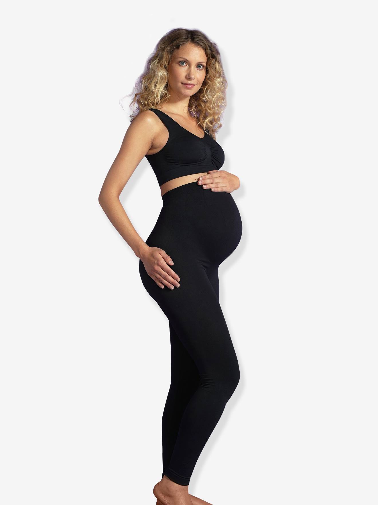 Legging de grossesse tissu stretch à mémoire de forme CARRIWELL noir
