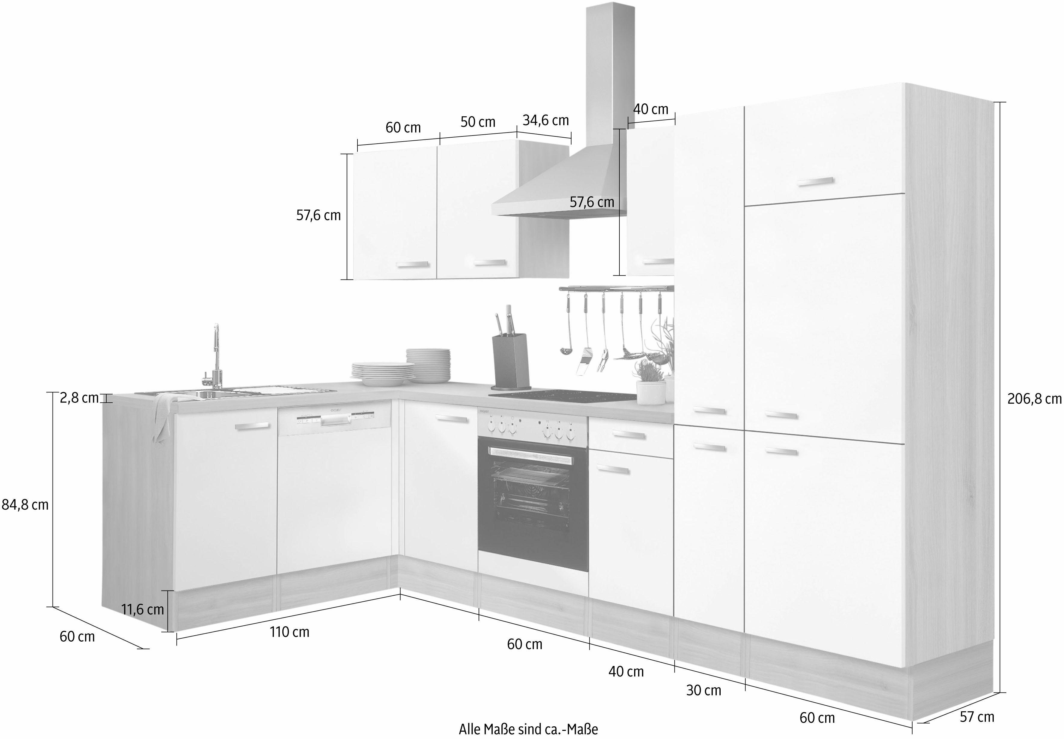 OPTIFIT Winkelküche Faro, ohne E-Geräte, Stellbreite 300 x 175 cm