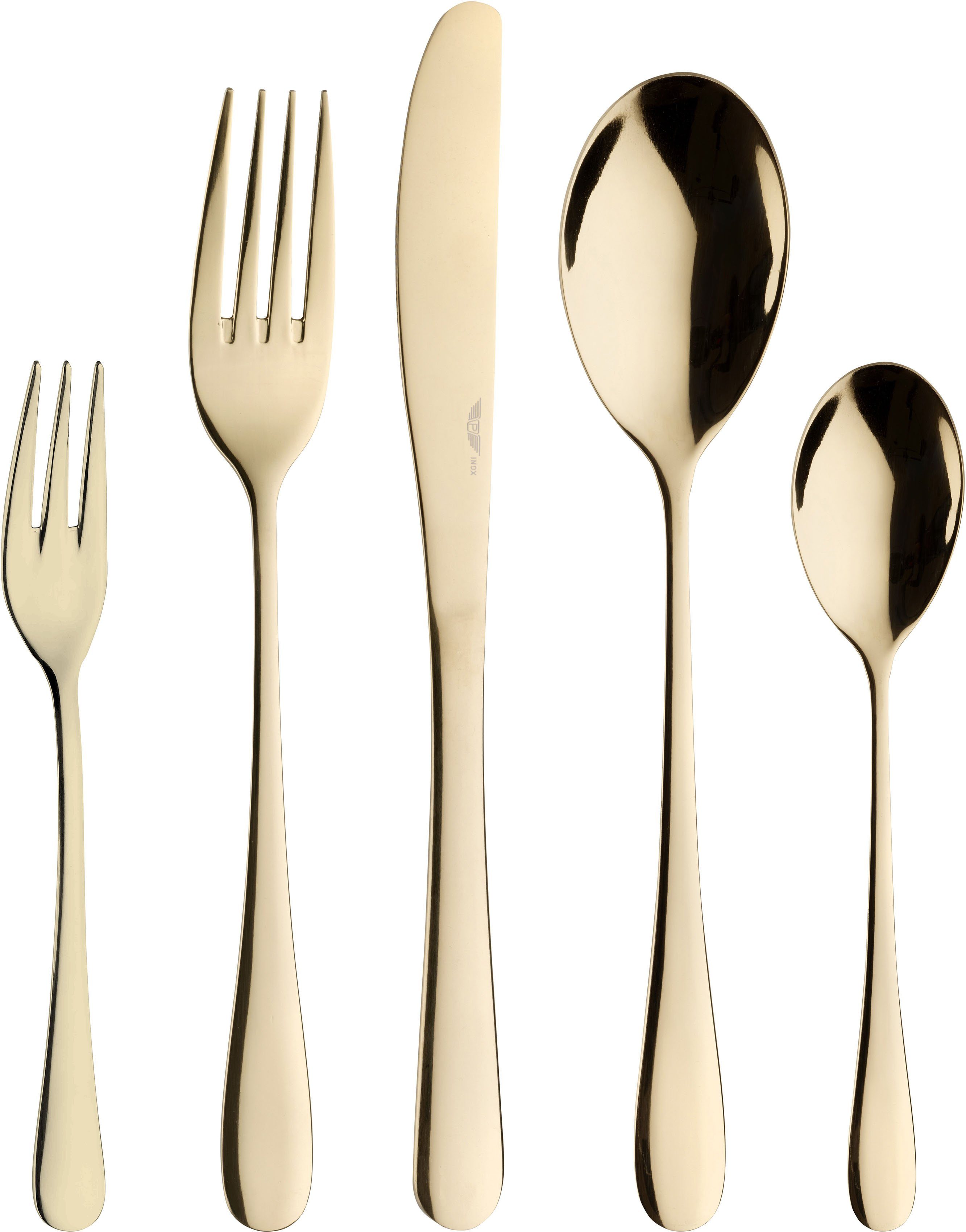 Leonique Besteck-Set Clementine, 30-teilig, Edelstahl 18/10 mit PVD Beschichtung