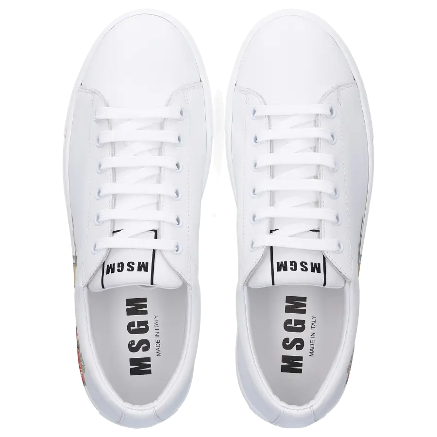 MSGM - Sneaker low CUPSOLE SNEKAER Kalbsleder Logo Print weiß