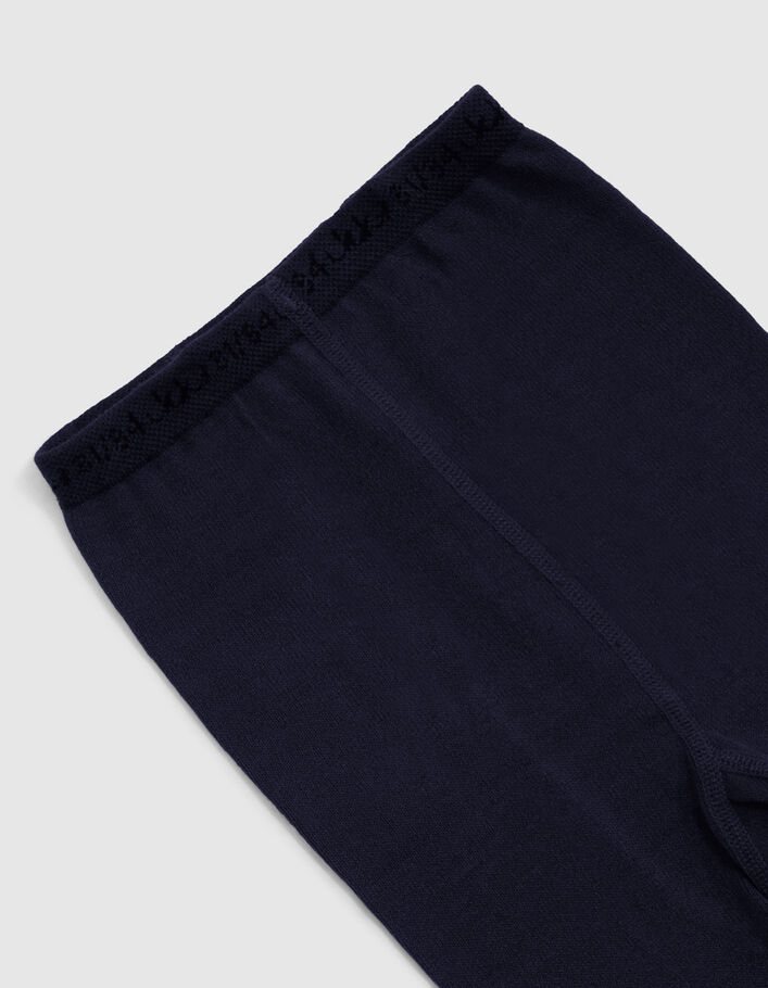 Collants marine tricot ajouré motifs étoiles fille