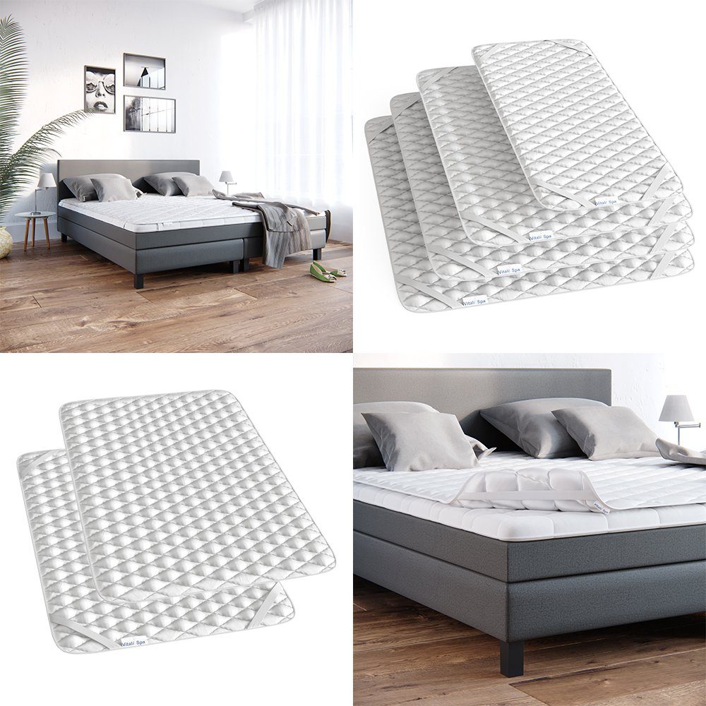 Matratzenschutzbezug Topper Matratzenschoner Auflage 140x200 weiß Baumwolle VitaliSpa®