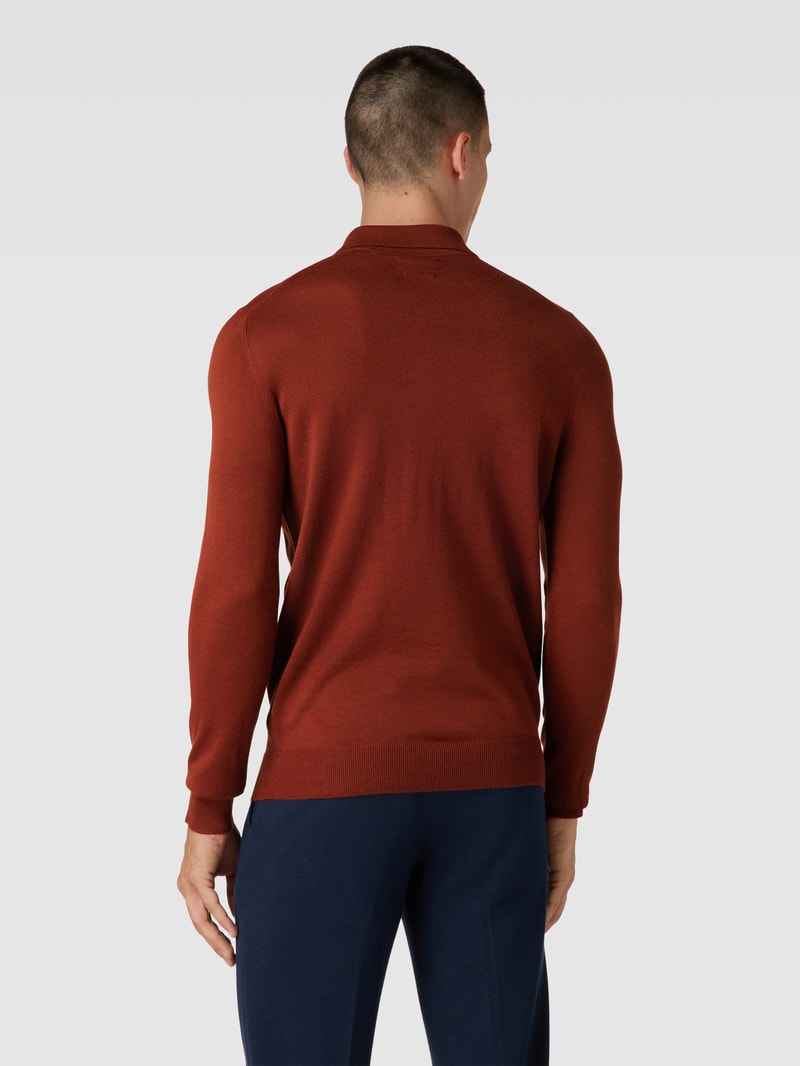Strickpullover mit kurzem Reißverschluss in terrakotta