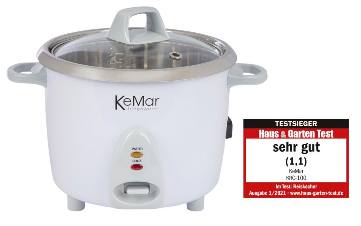 KeMar Kitchenware Reiskocher KRC-100, 300 W, Reiskocher mit Edelstahltopf