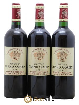 Château Grand Corbin Grand Cru Classé  2006 - Lot de 3 Bouteilles