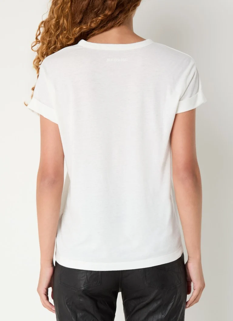 Zadig&Voltaire Anya T-shirt in linen blend with rhinestones