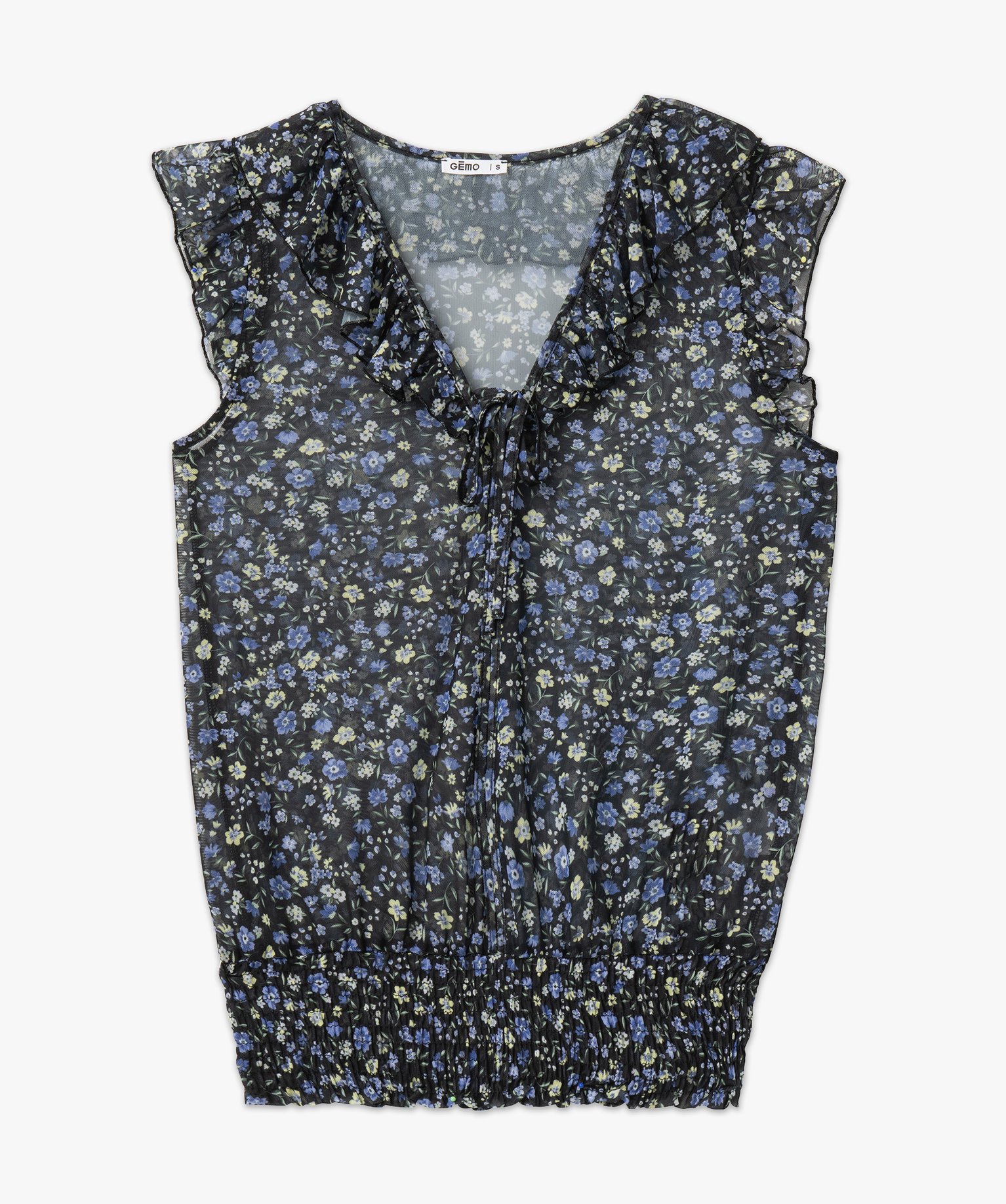 Tee-shirt sans manches en voile fleuri femme imprime | GEMO