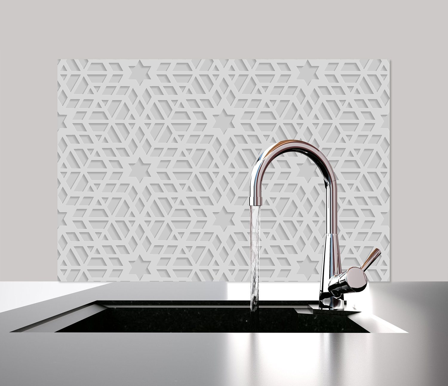 queence Küchenrückwand Sterne - Spritzschutz Wandschutz für Herd & Spüle - Alu-Dibond, (1-tlg), 60x40x0,3 cm - Hitzebeständig - Herdspritzschutz - Fliesenschutz