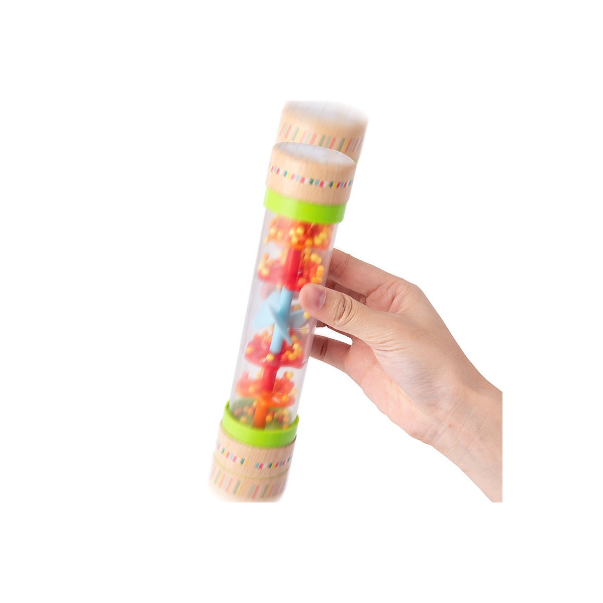 1PCS Rain Sound Tube Musik Früherziehung Musikinstrument Spielzeug 1PCS Regenbogenstab aus Holz für Kinder, simuliert Regengeräusche, Sanduhr-Quietscher Rhythmusinstrumente