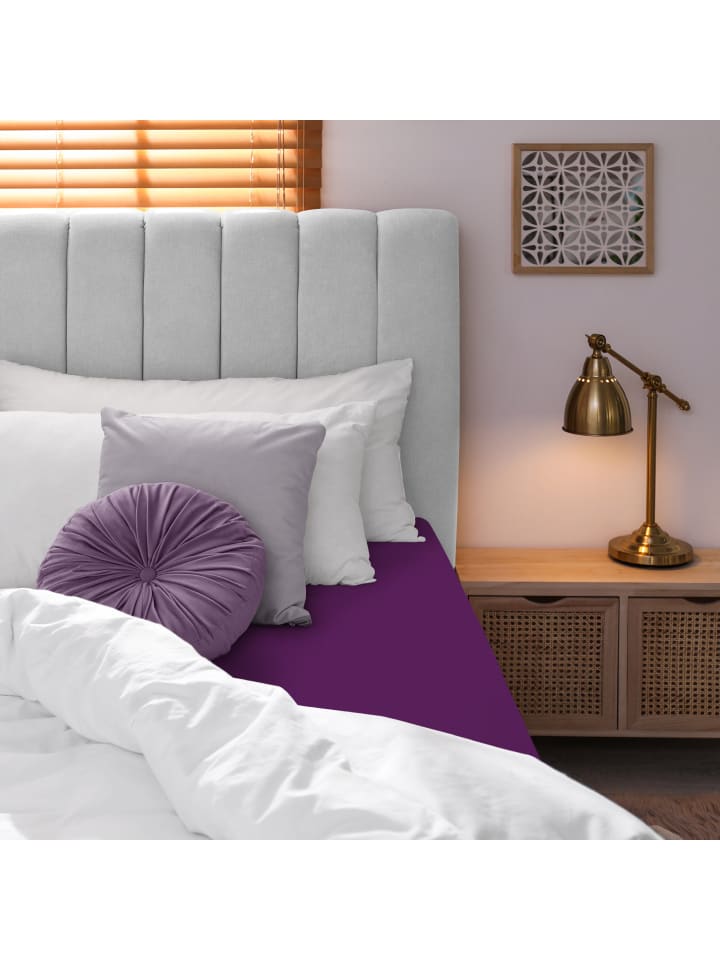 GMD Living Jersey Premium Spannbettlaken JANNEBY in Farbe Lila günstig kaufen