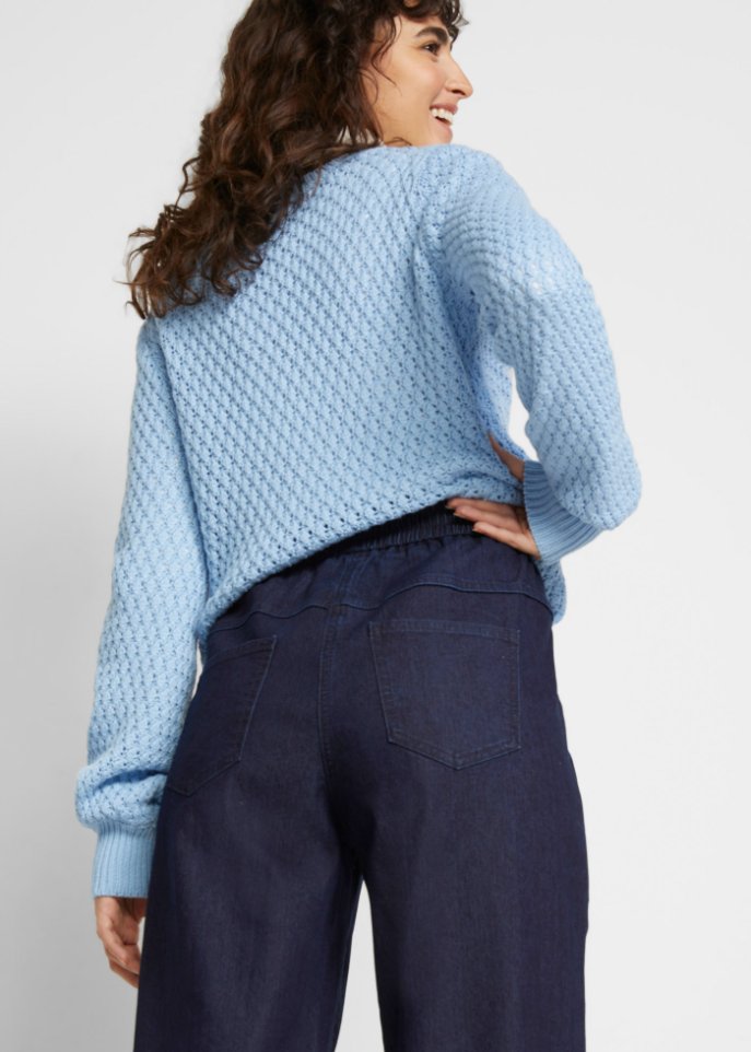 High-Waist-Jeans in Karottenform mit Bequembund