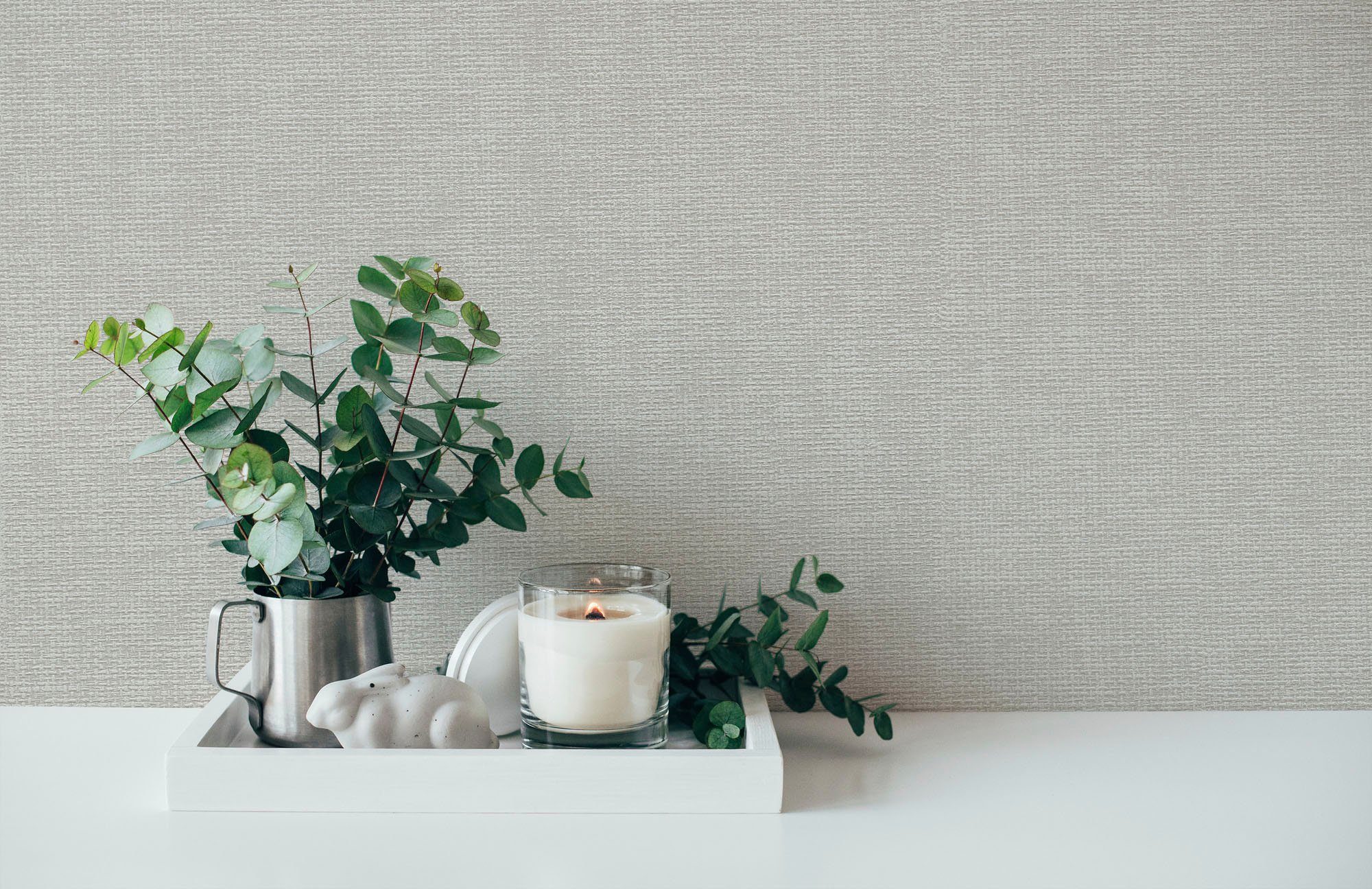 A.S. Création Vliestapete Hygge, strukturiert, Flechtoptik, Leinenoptik, unifarben, Tapete Gewebe Tapete Stoffoptik