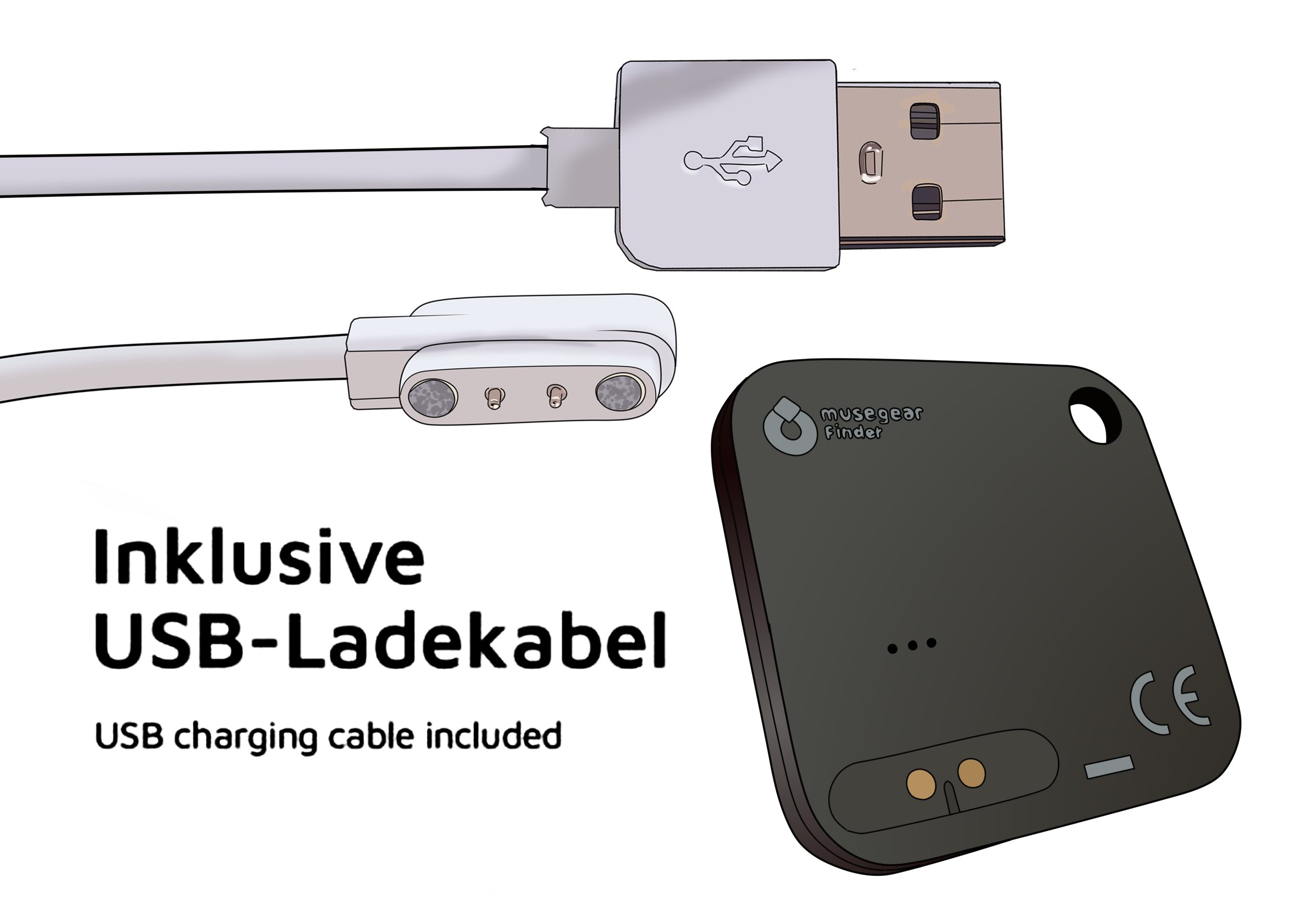 musegear Bluetooth®-Sender Wiederaufladbarer Schlüsselfinder mit Bluetooth App aus Deutschland, Zubehör für iOS/ Android Handys