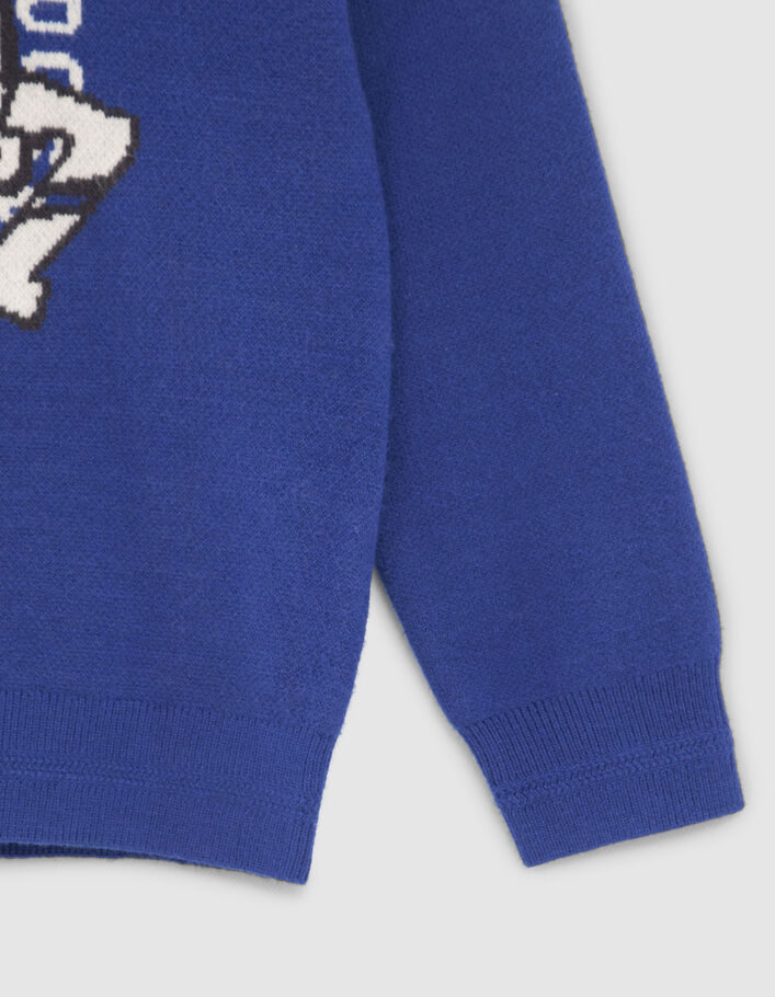 Pull bleu tricot Intarsia bouledogue garçon