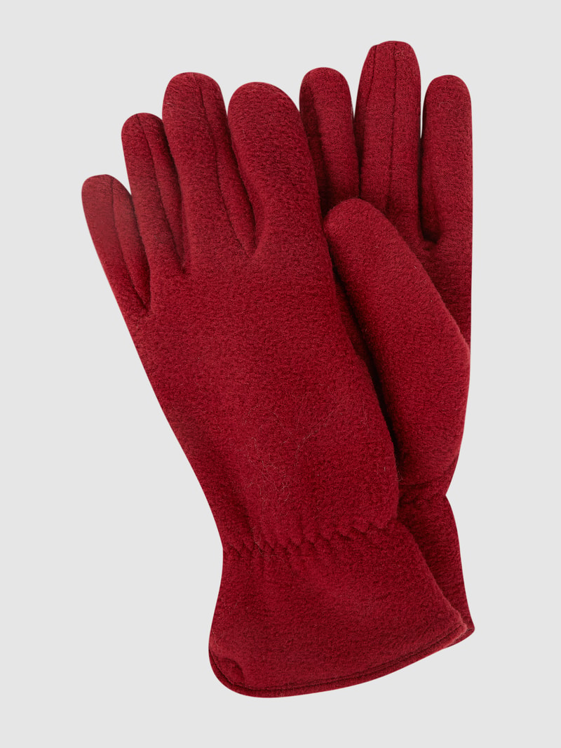 Handschuhe aus Teddyfell in dunkelrot