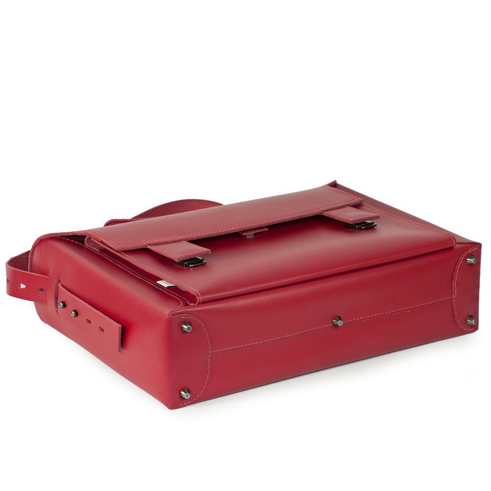 Jahn-Tasche Aktentasche Damen-Aktentasche, Leder Kirsch-Rot, Futter Grau, Jahn-Tasche 609