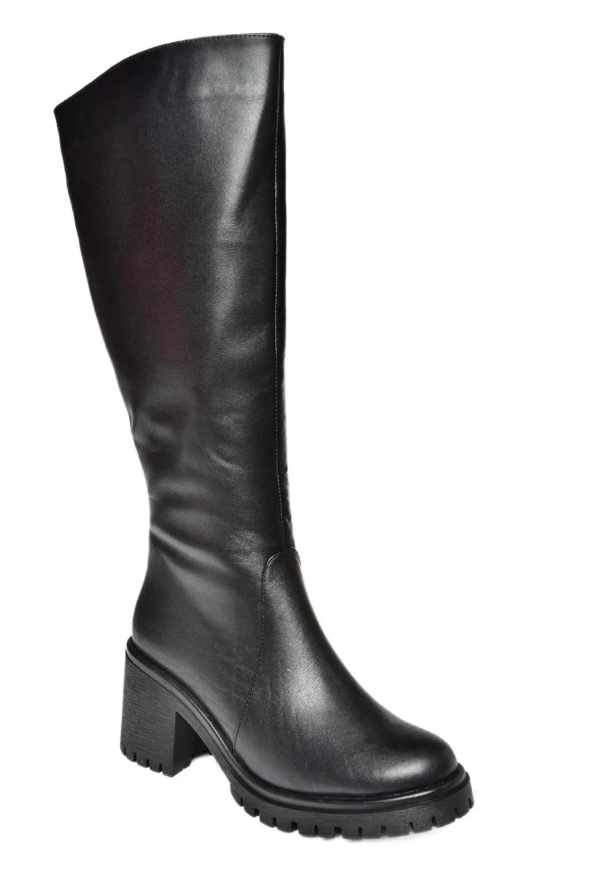 Fox Shoes  R654047703 Schwarze Damenstiefel aus echtem Leder mit dickem Absatz