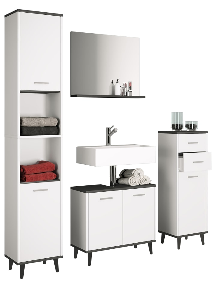 VCM  Holz Badmöbel Badunterschrank Waschbecken Landos in Weiß / Anthrazit günstig kaufen onesize