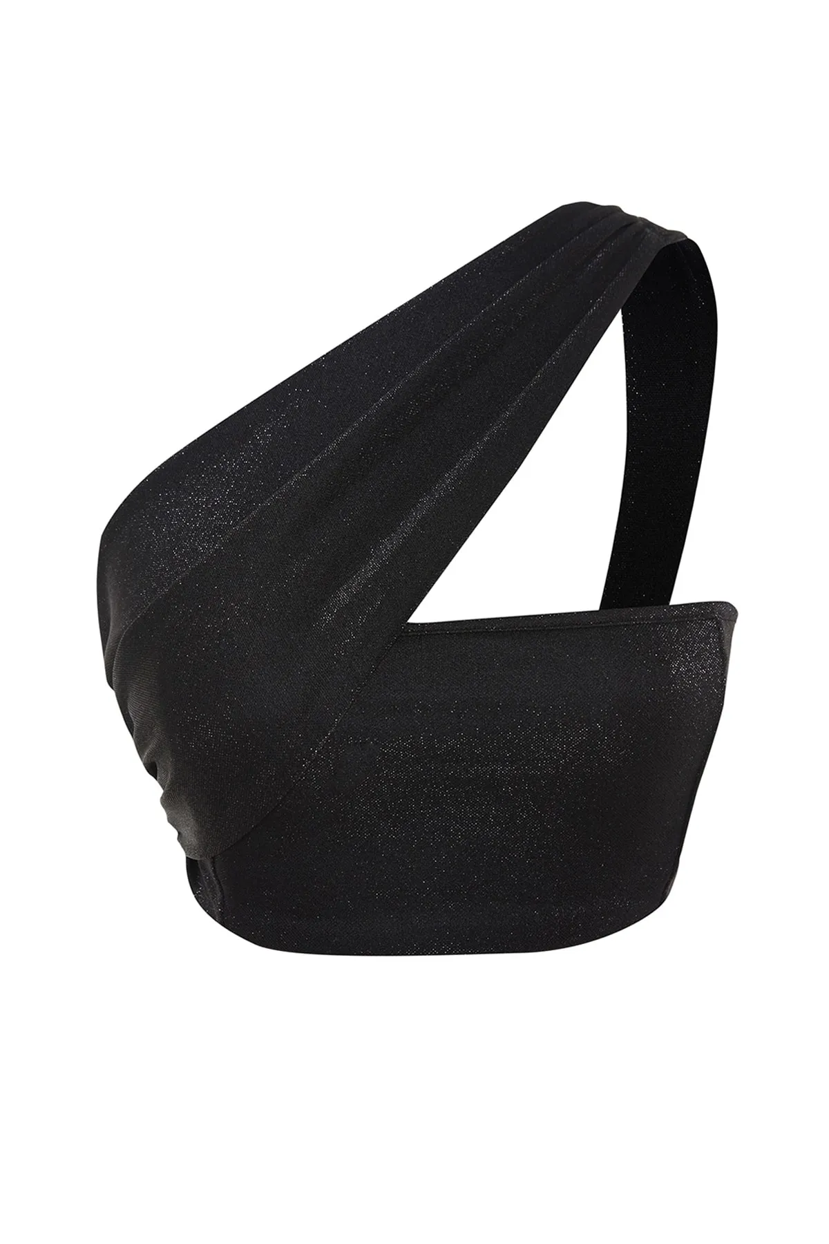 Trendyol Collection  Schwarzes, kurz gestricktes, glänzendes Bustier TPRSS23BS00042