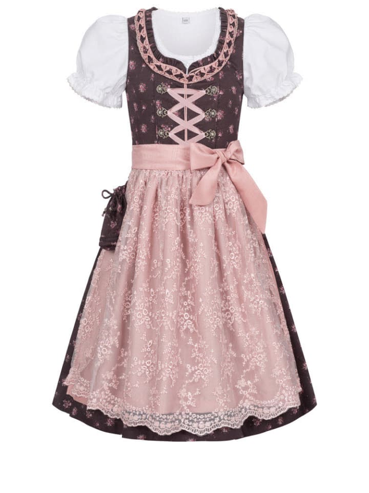 Nübler Kinderdirndl 3-teilig Rosalie in Bordeaux günstig kaufen