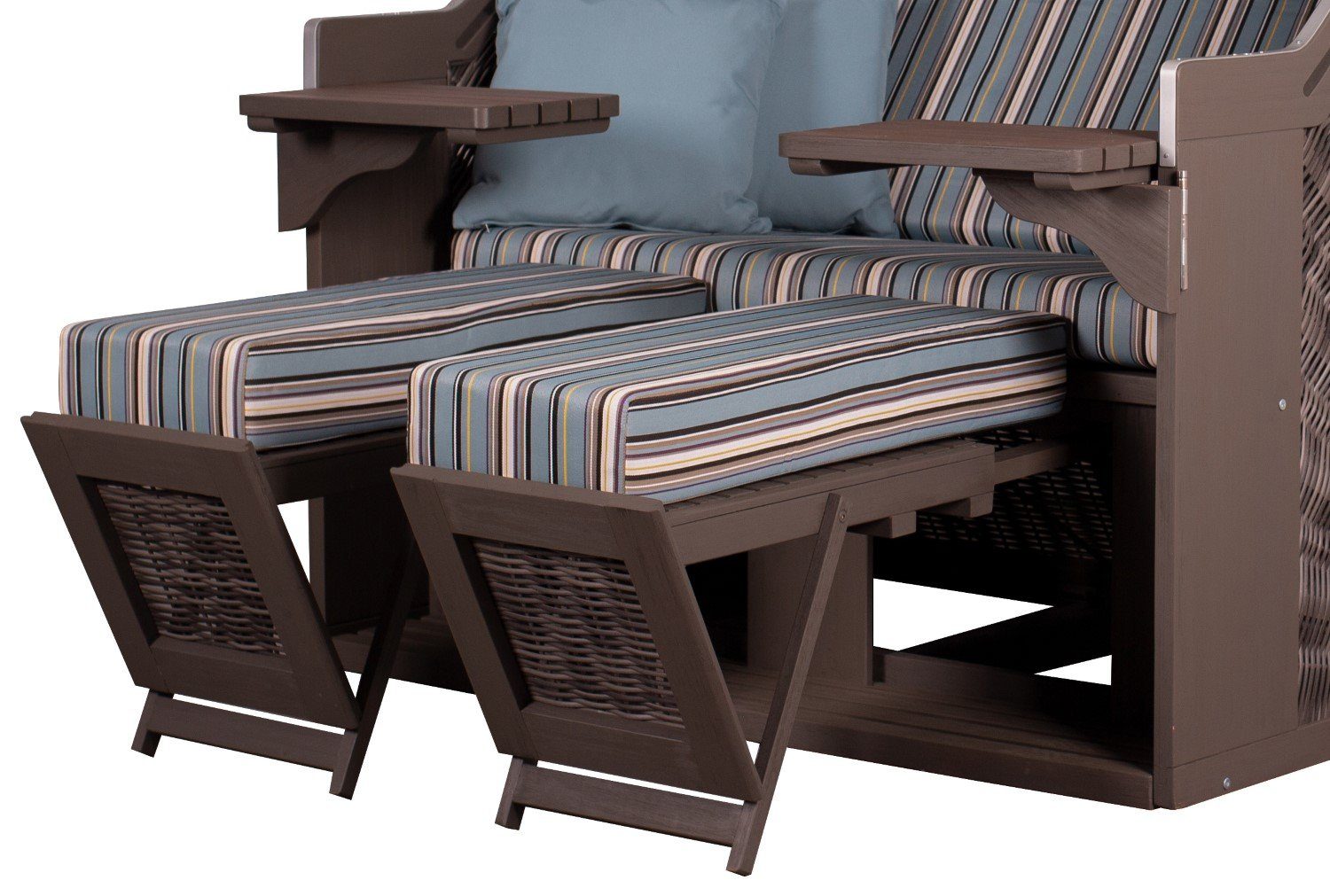 deVries PURE® Strandkorb Seaside XL - PE stone grey - Dessin 444, BxTxH: 135x92x165 cm, Dreiviertellieger, Ostsee-Strandkorb