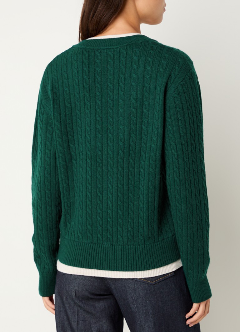 Sandro Cable-knit sweater in cashmere wool blend with V-neck
