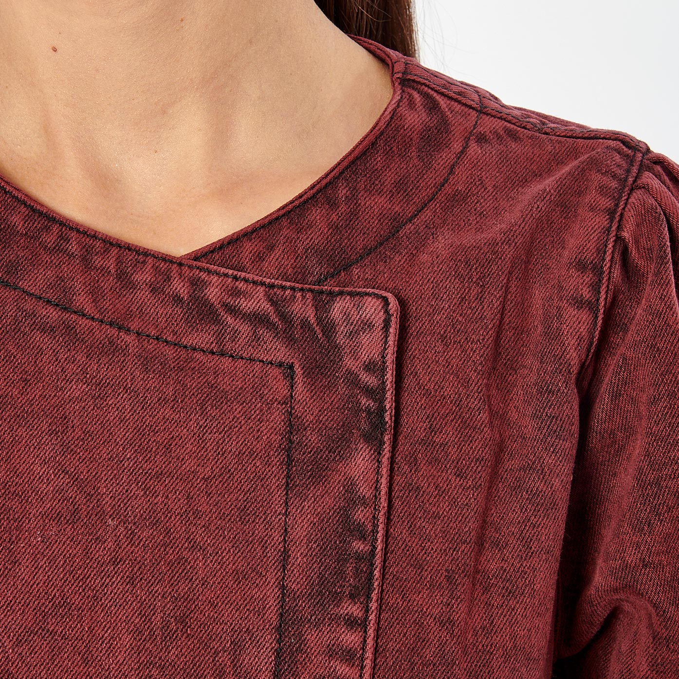 DUNA   Robe portefeuille en jean rouge femme