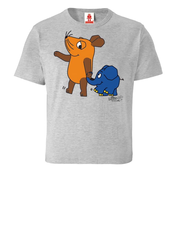 Logoshirt T-Shirt Sendung mit der Maus - Maus & Elefant in grau-meliert günstig kaufen