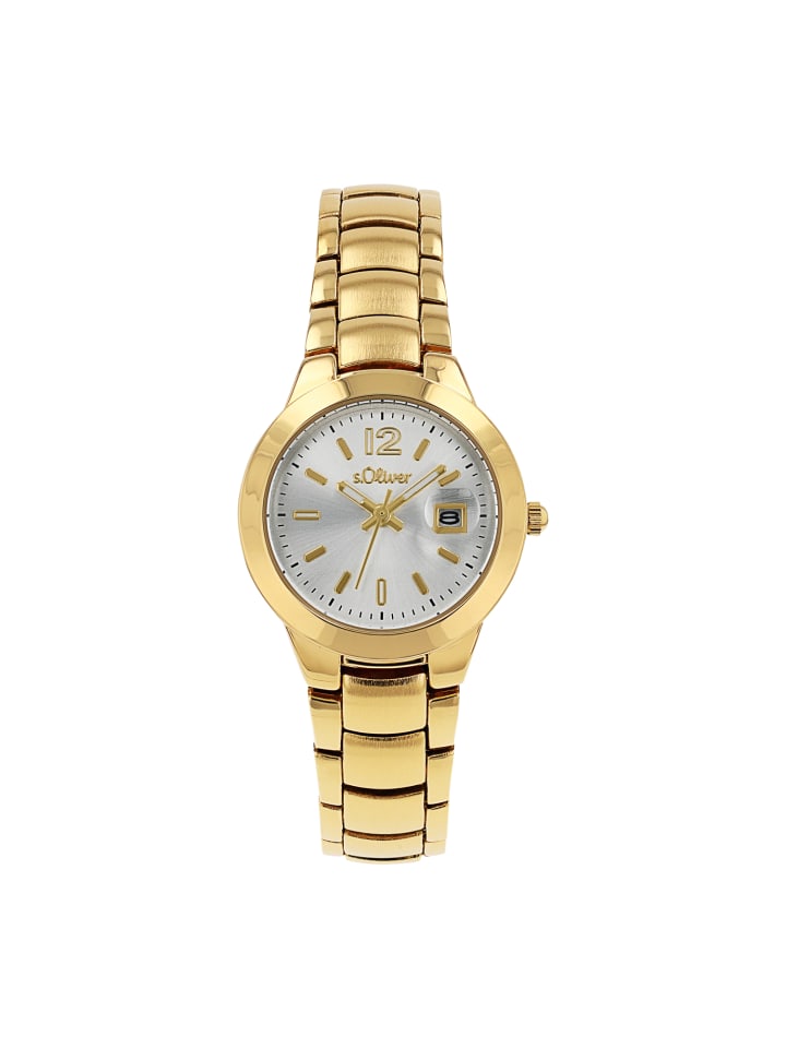 s.Oliver Quarzuhr Alloy in Gold günstig kaufen 18,5 cm