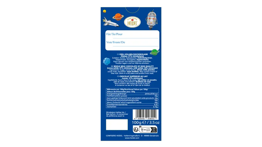 HEIDEL Vollmilchschokolade Astronaut 100 g