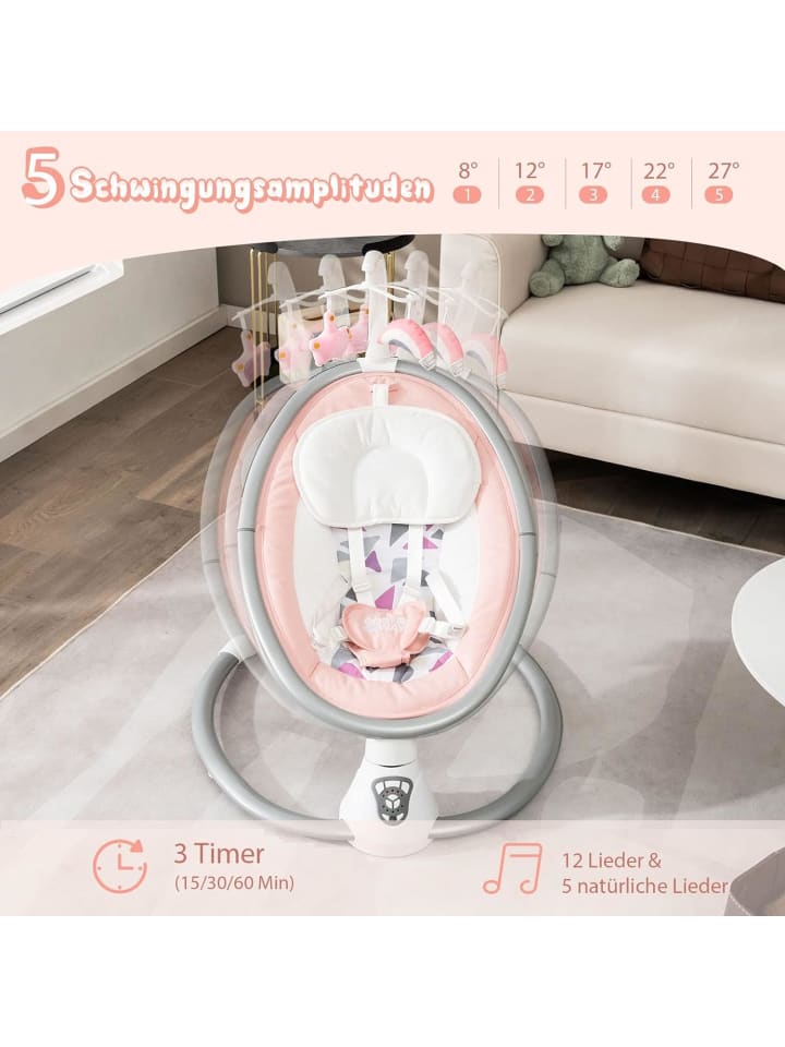 COSTWAY Babywippe Elektrisch bis 6 Monaten in Rosa günstig kaufen onesize