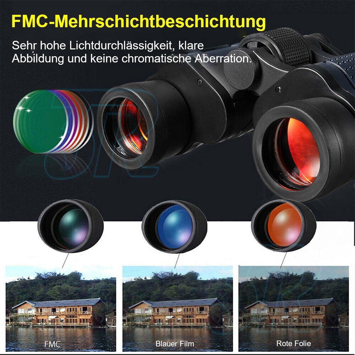 flowgoer Outdoor-Reise-Nachtsichtteleskop Fernrohr (für Vogelbeobachtung,Reisen, Sternenbeobachtung, Jagd, Konzerte, Sport)