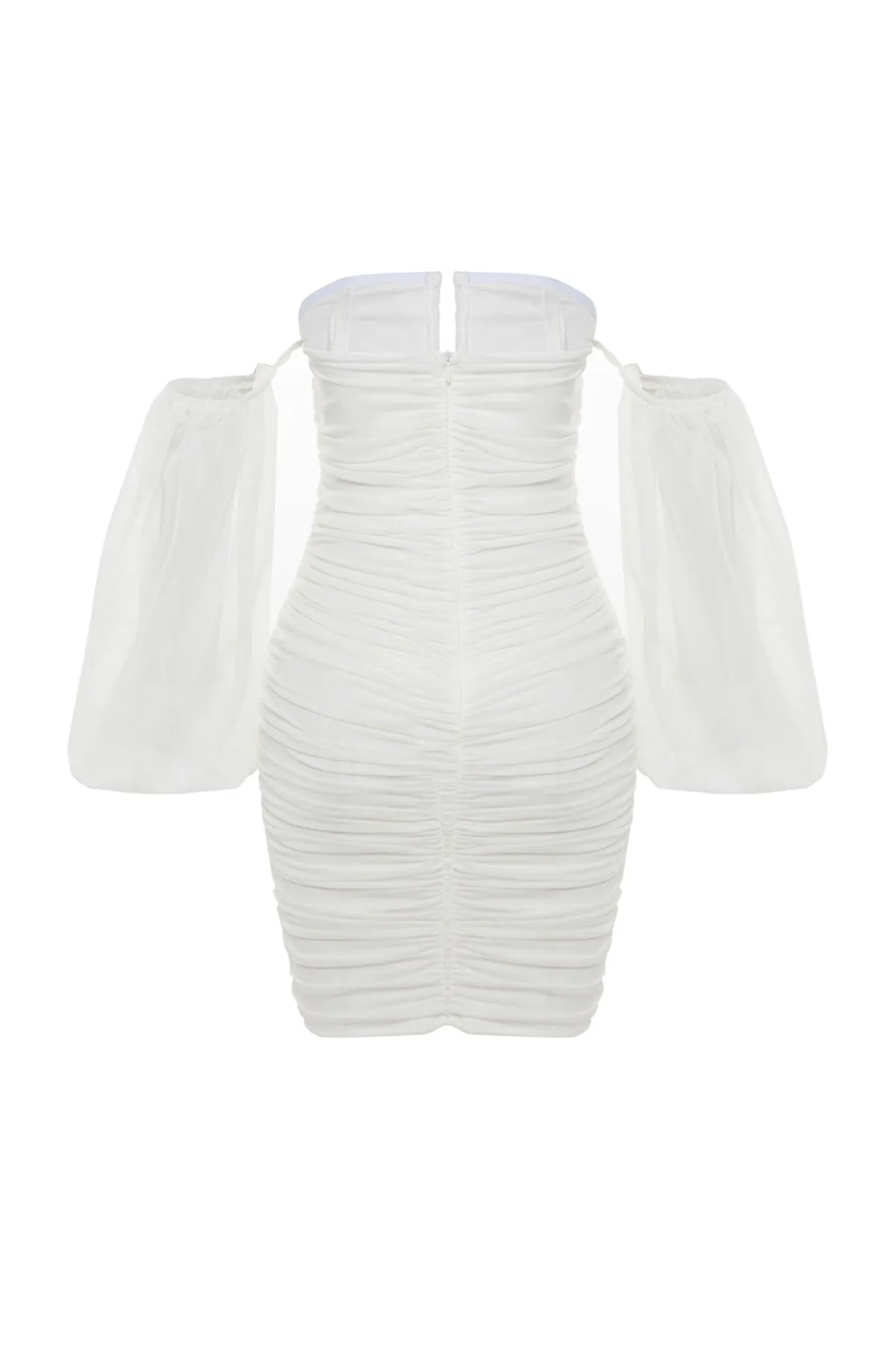 Trendyol Collection  Ecru, figurbetontes, gefüttertes Tüll-Brautabendkleid TPRSS23EL00189