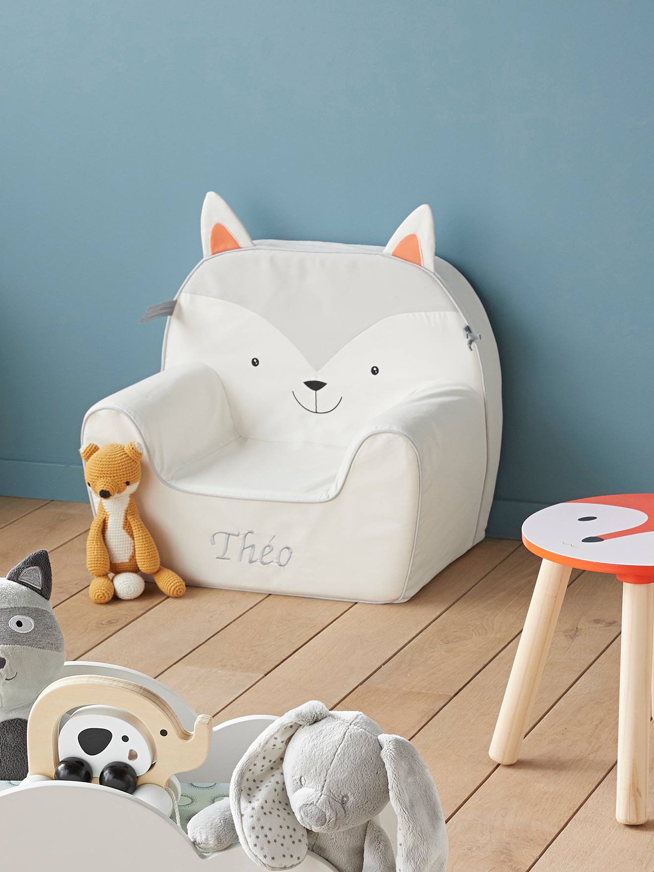 Vertbaudet Kinderzimmer Sessel KATZE, personalisierbar - grau
