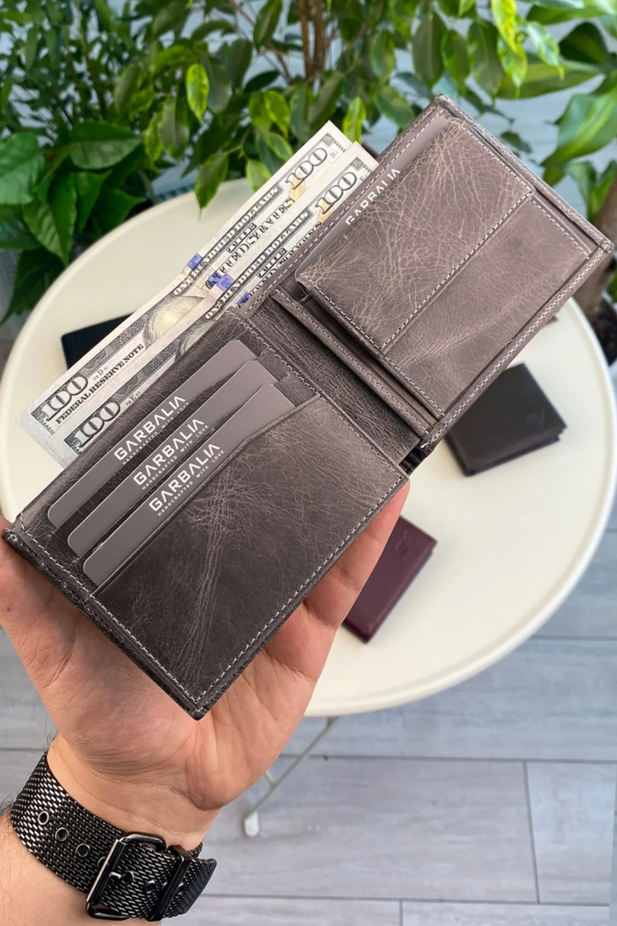 Garbalia  Jackson Echtleder-Geldbörse mit RFID-Schutz, grau, mit Münzfach