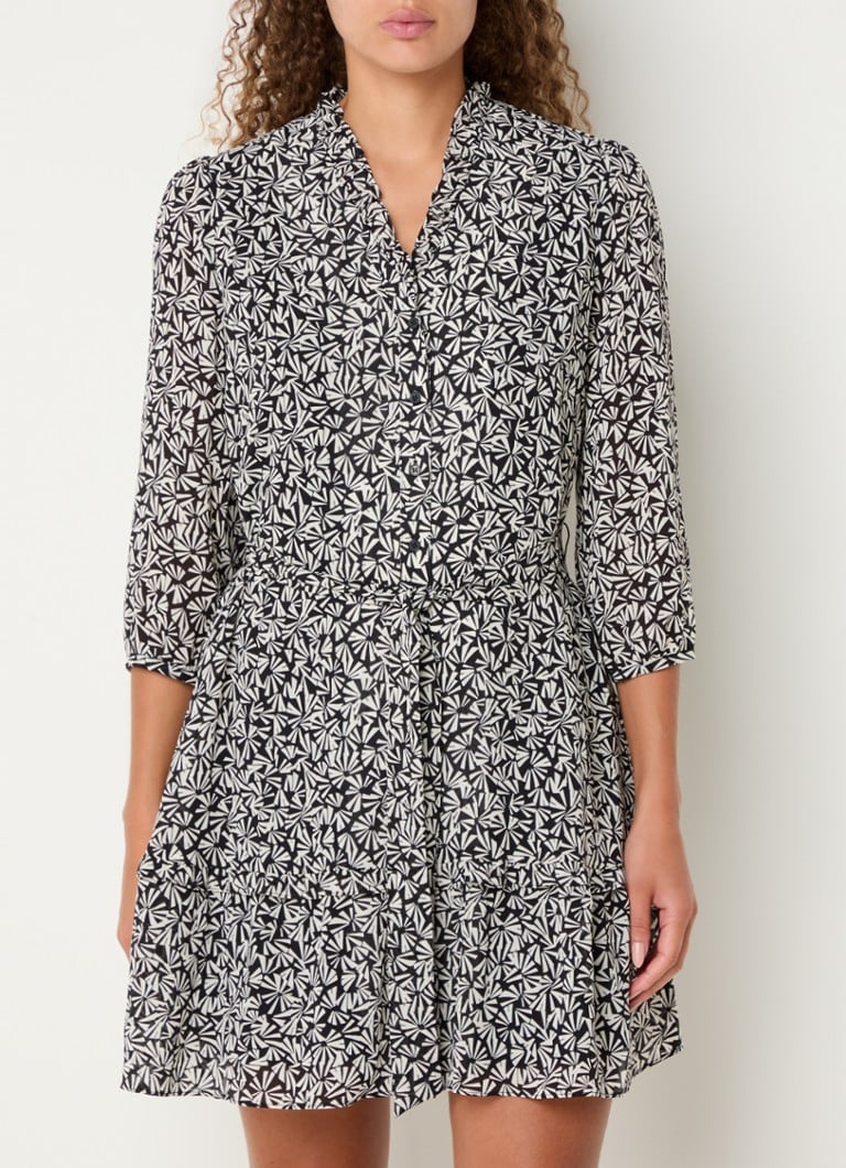 Rochie mini Hobbs Polly cu imprimeu și legături în talie.