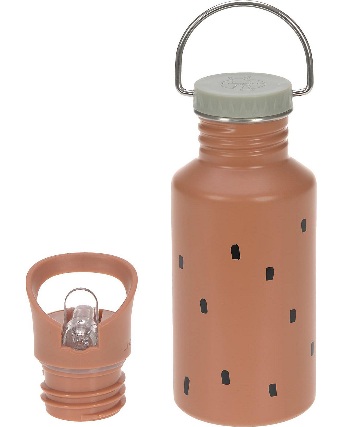 Edelstahl Trinkflasche Happy Prints caramel, 500 ml, inkl. 2 Verschlüssen
