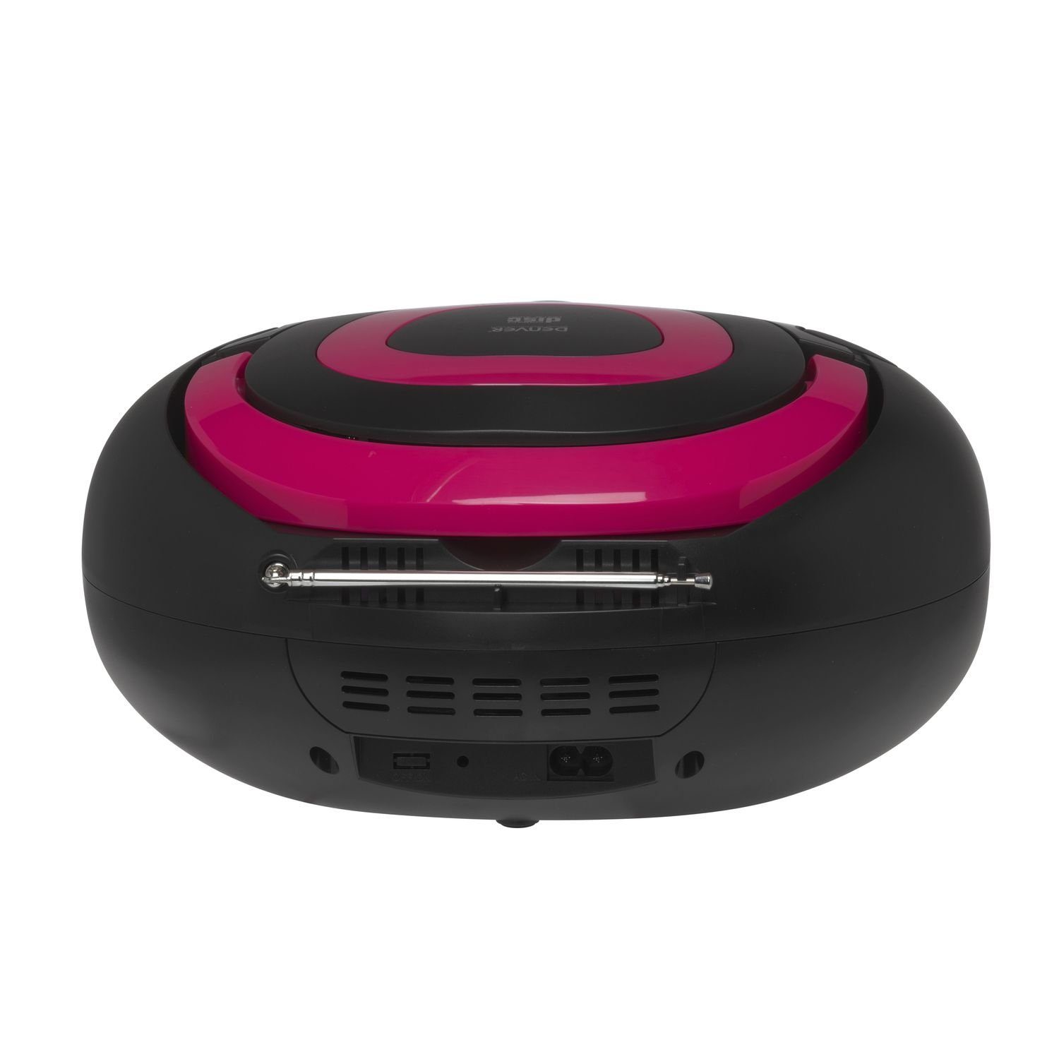 Denver TCL-212BT Pink tragbarer CD-Player (Bluetooth, USB, AUX-IN, Kopfhörerausgang und LED Partylicht)