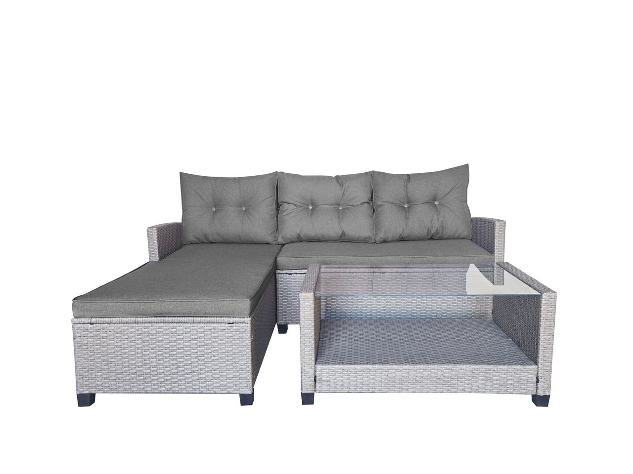 Happy Home Happy Home Ecklounge-Set 8tlg. HGS42-GRA graues Rattan mit Sitzkissen in grau