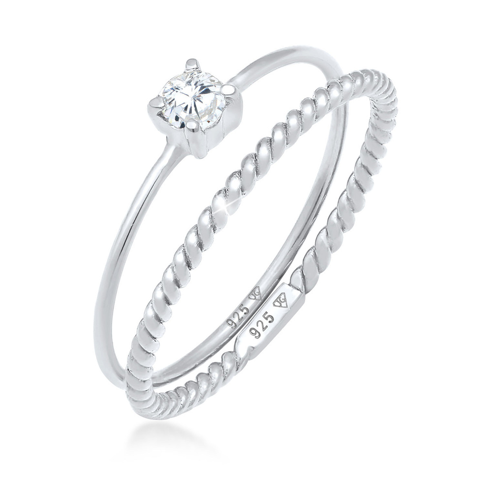 Elli Elli Bague Ensemble de bagues pour femmes Blogger Tordu Trend avec pierre de zirc Bague