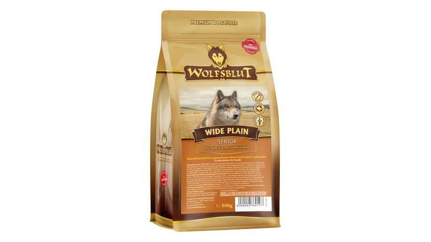 Wolfsblut Hundetrockenfutter Wide Plain Senior Pferdefleisch und Süßkartoffeln 500 g