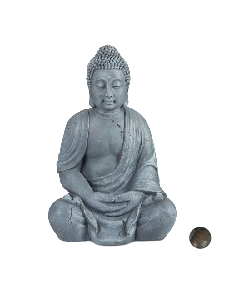 relaxdays Buddha Figur in Hellgrau - (H)70 cm günstig kaufen onesize