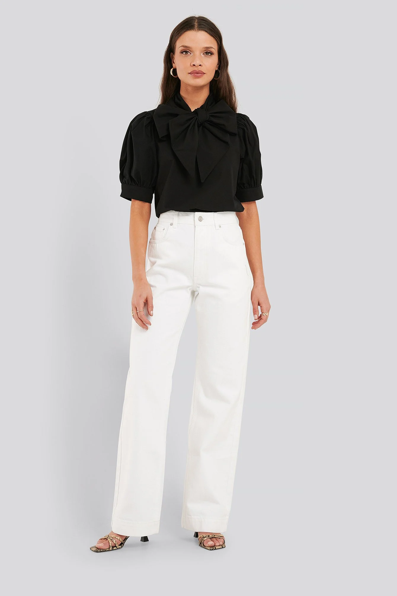 Puff Short Sleeve Pussy Bow Shirt