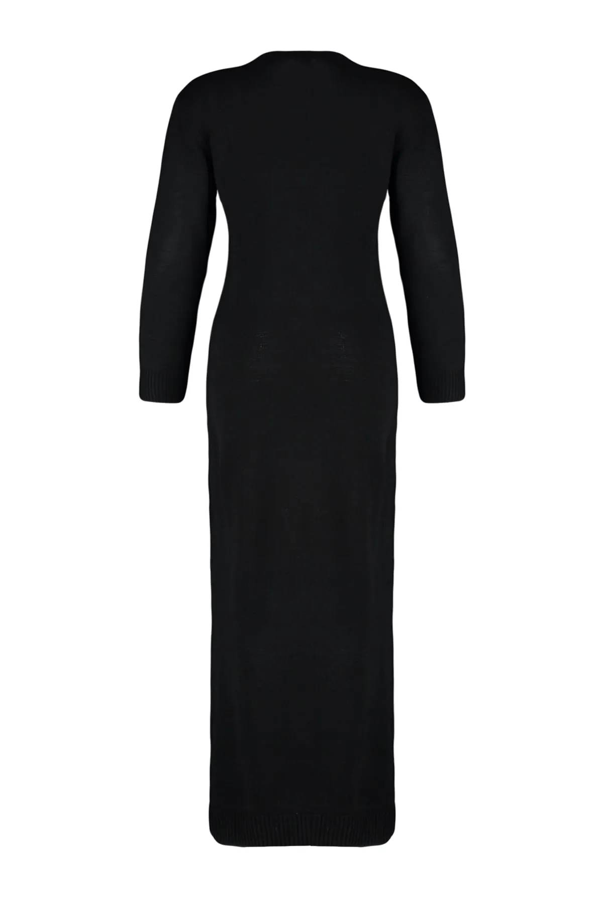 Trendyol Modest  Schwarzes Strickkleid mit Krawattendetails TCTAW24EB00027