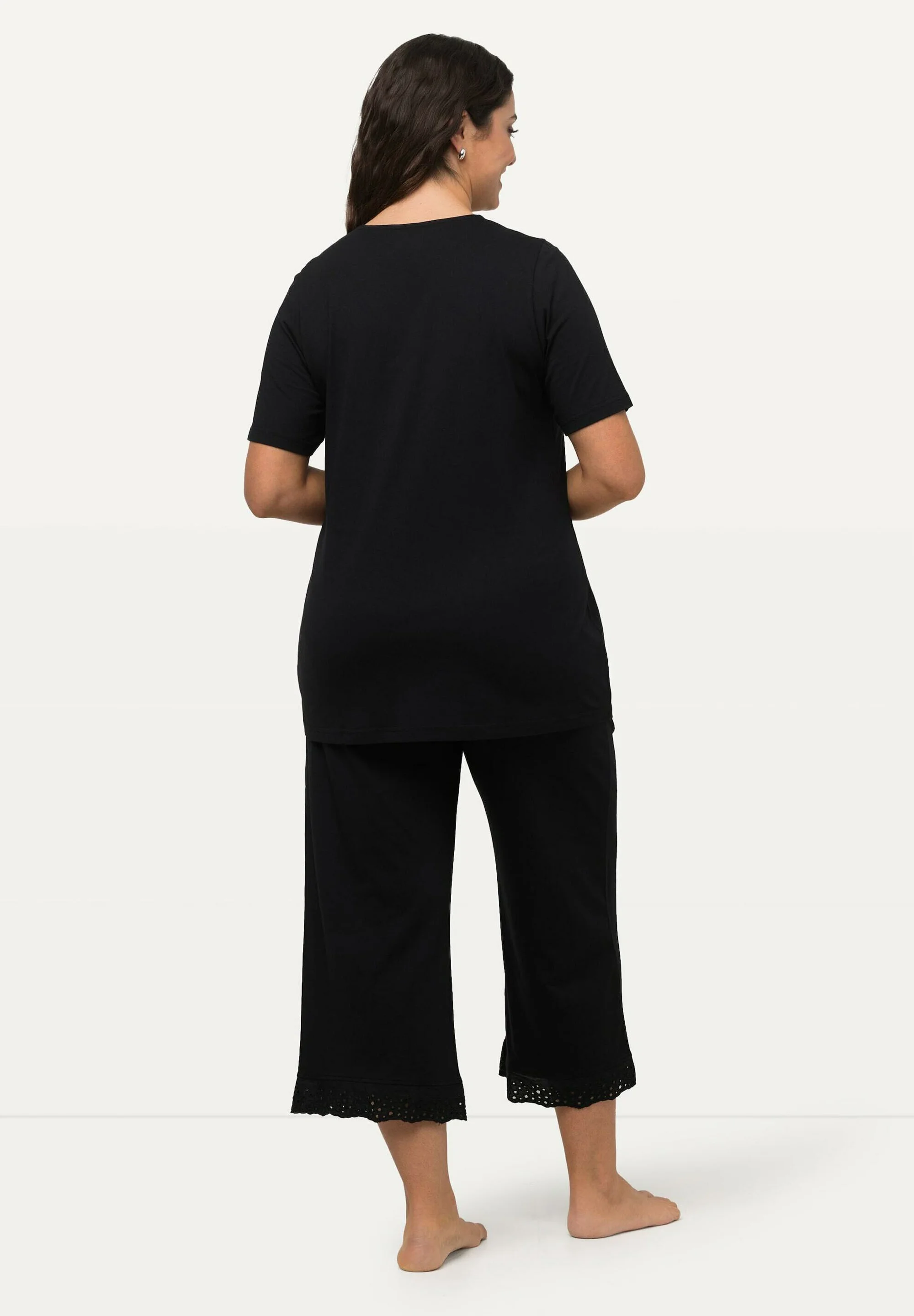 Ulla Popken SET LOCHSTICKEREI HALBARM - Pijama