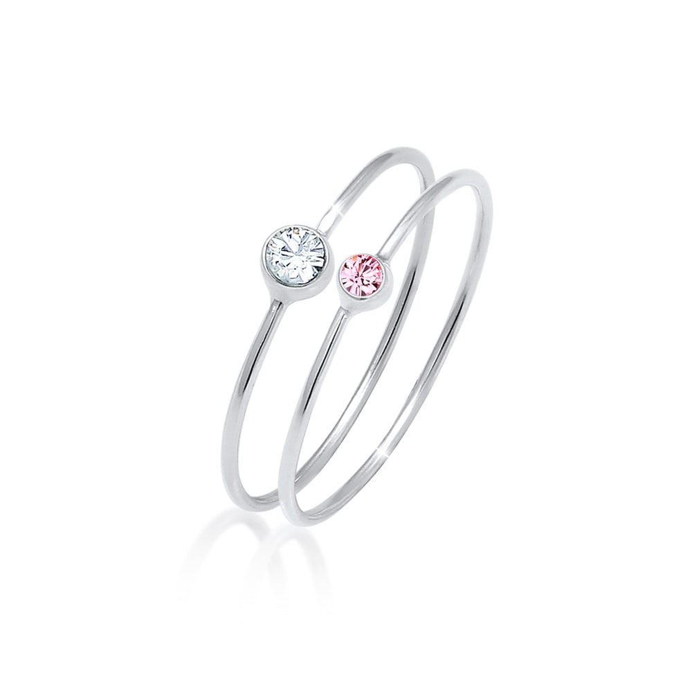 Elli Elli Bague Ensemble pour Femmes Élégant Basique avec Cristaux en Argent Sterling  Bague